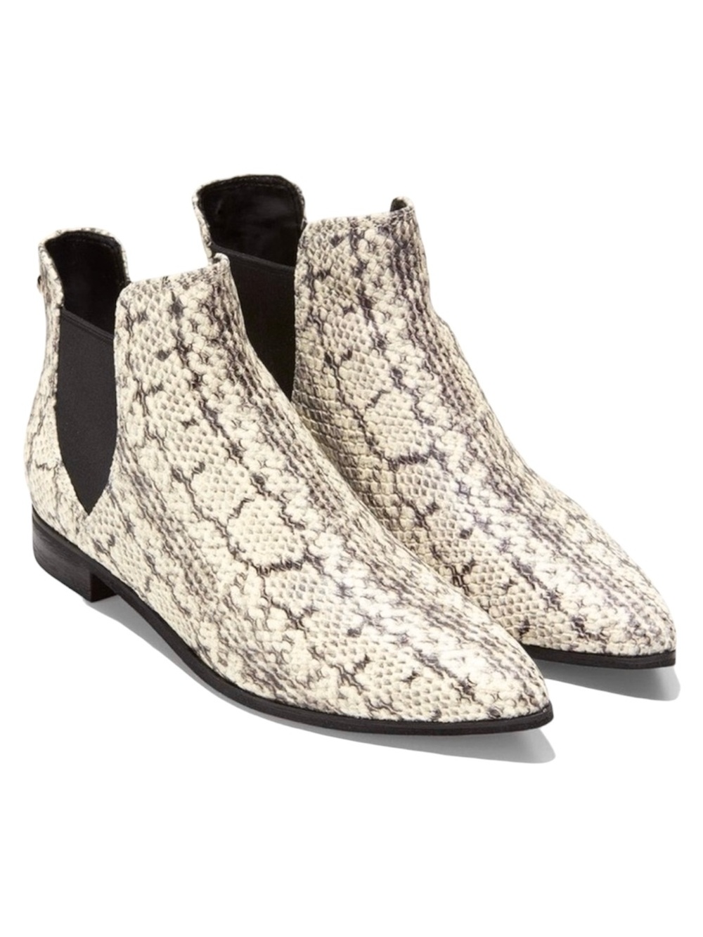 EUC Cole Haan “Hara” Pointed Toe Snakeskin Print Chelsea Ankle Booties Size 8.5